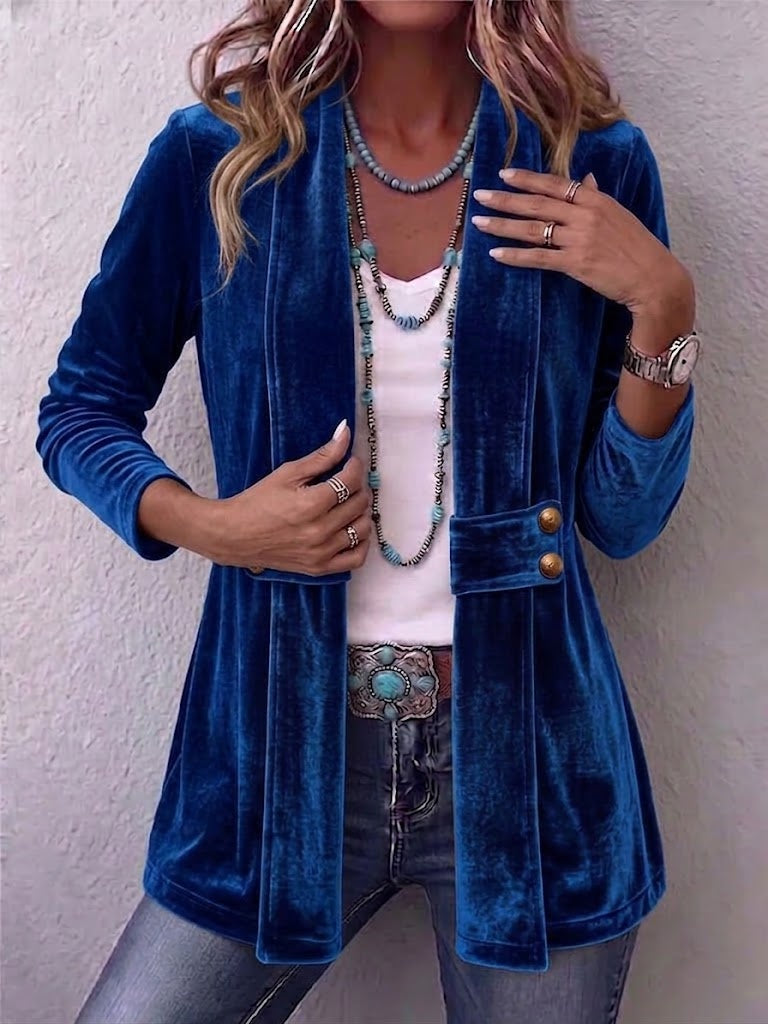 Antonia | Jeansjacke Damen Leoparden-Print Lang Druckknöpfe