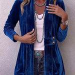 Antonia | Jeansjacke Damen Leoparden-Print Lang Druckknöpfe