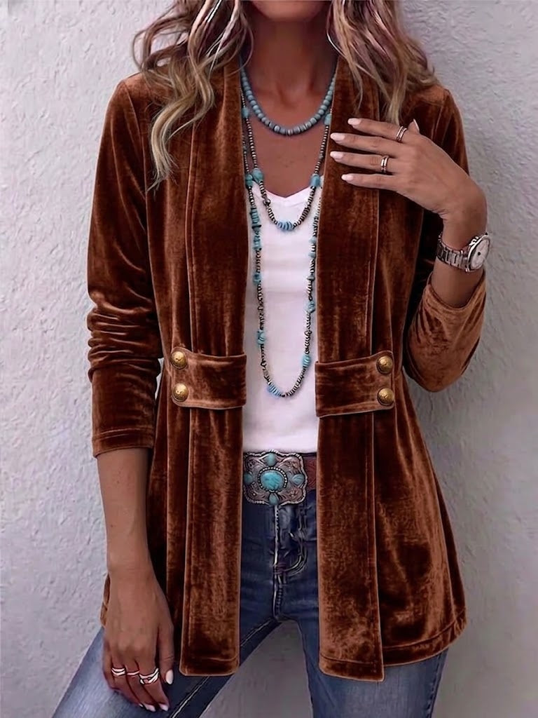 Antonia | Jeansjacke Damen Leoparden-Print Lang Druckknöpfe