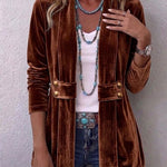 Antonia | Jeansjacke Damen Leoparden-Print Lang Druckknöpfe