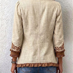 Antonia | Jeansjacke Damen Leoparden-Print Lang Druckknöpfe