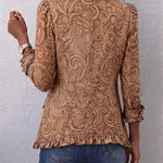 Antonia | Jeansjacke Damen Leoparden-Print Lang Druckknöpfe