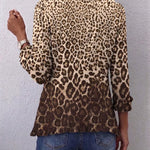 Antonia | Jeansjacke Damen Leoparden-Print Lang Druckknöpfe