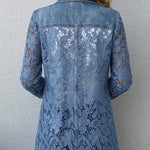 Antonia | Jeansjacke Damen Leoparden-Print Lang Druckknöpfe