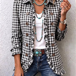 Antonia | Jeansjacke Damen Leoparden-Print Lang Druckknöpfe
