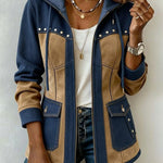 Antonia | Jeansjacke Damen Leoparden-Print Lang Druckknöpfe