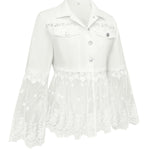 Antonia | Jeansjacke Damen Leoparden-Print Lang Druckknöpfe