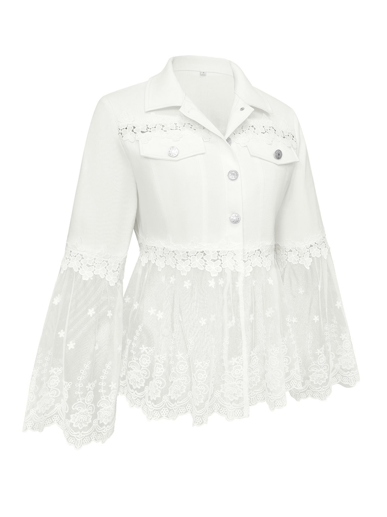 Antonia | Jeansjacke Damen Leoparden-Print Lang Druckknöpfe