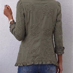 Antonia | Jeansjacke Damen Leoparden-Print Lang Druckknöpfe