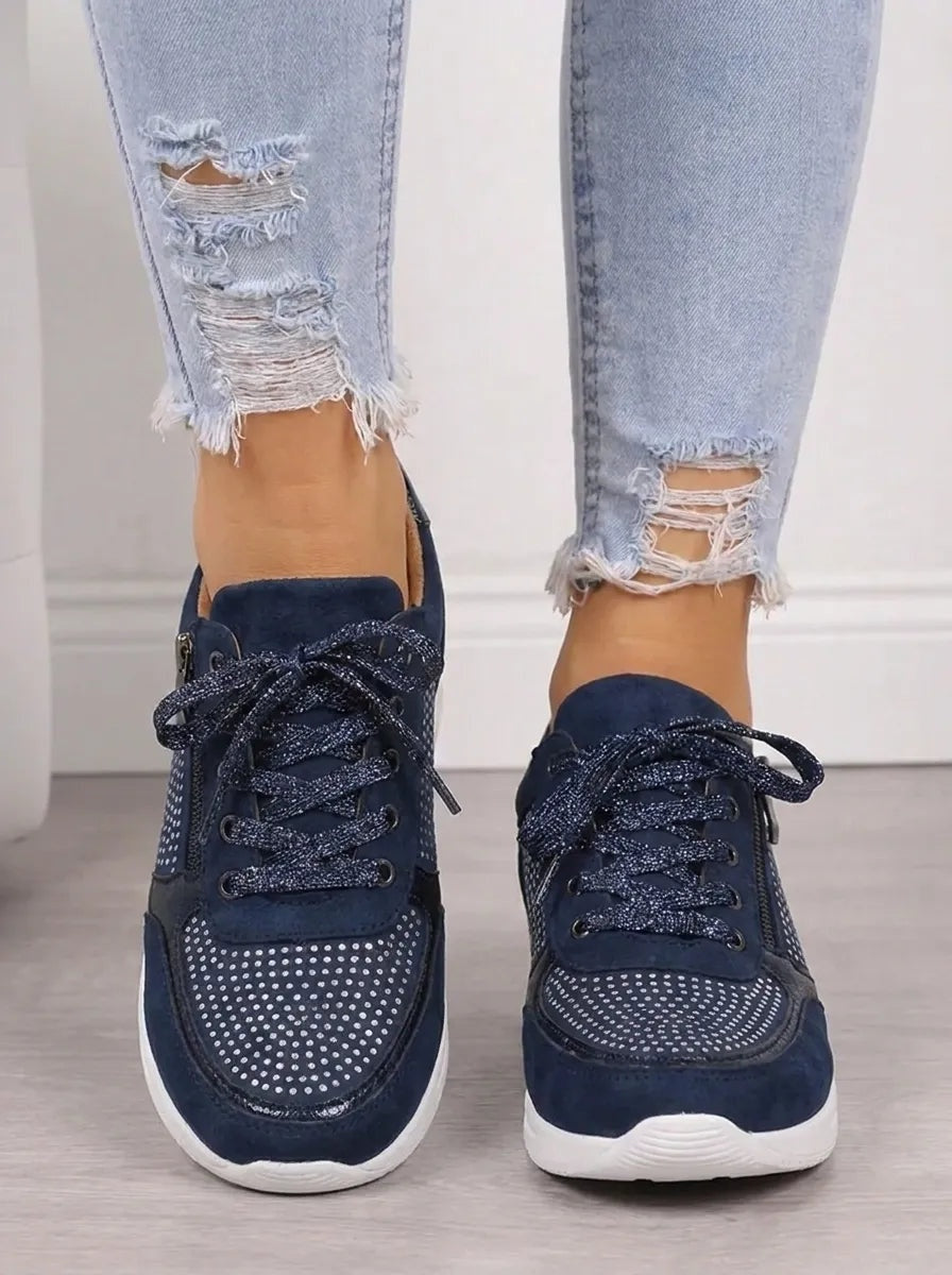 Antonia | Sneaker Damen mit Reissverschluss Strass-Details