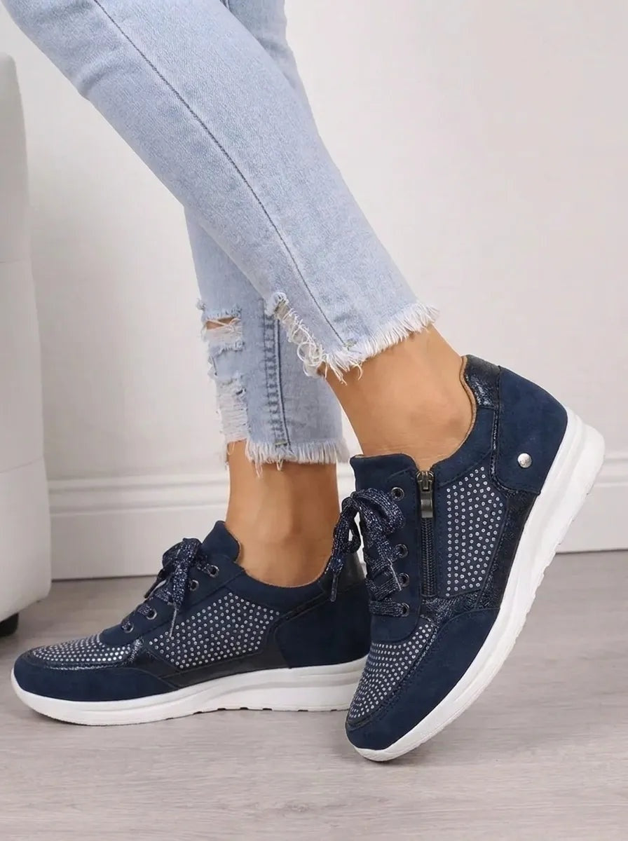 Antonia | Sneaker Damen mit Reissverschluss Strass-Details