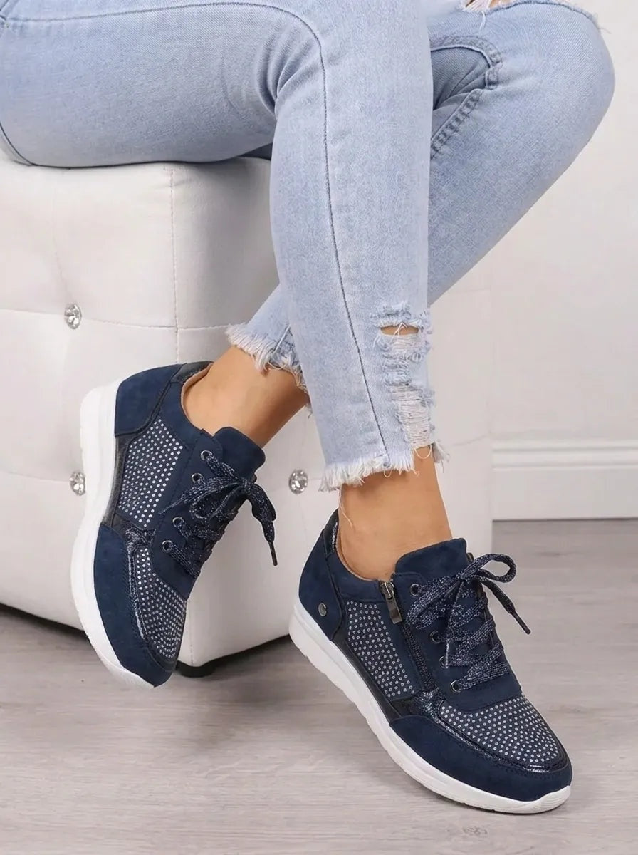 Antonia | Sneaker Damen mit Reissverschluss Strass-Details