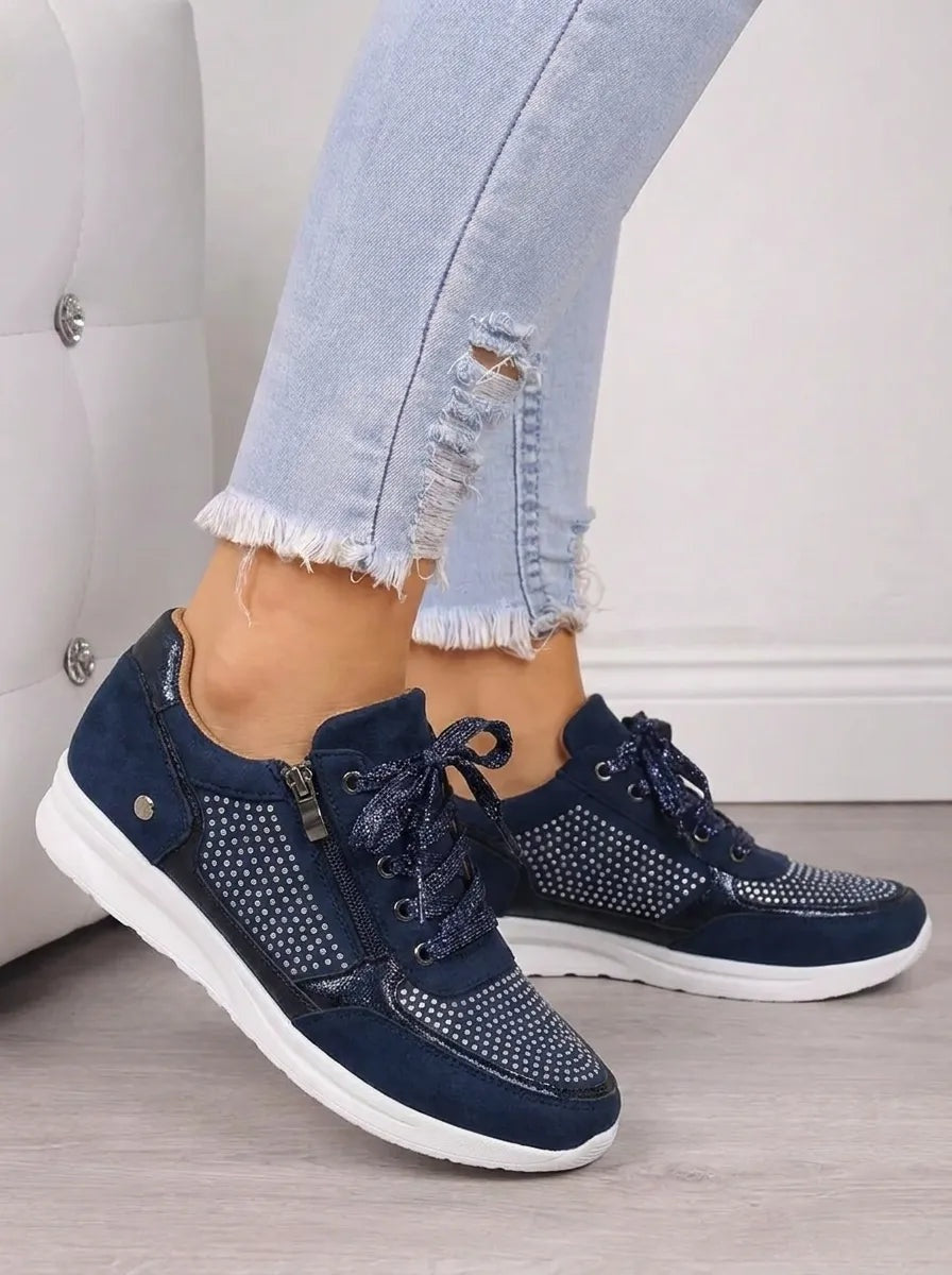 Antonia | Sneaker Damen mit Reissverschluss Strass-Details