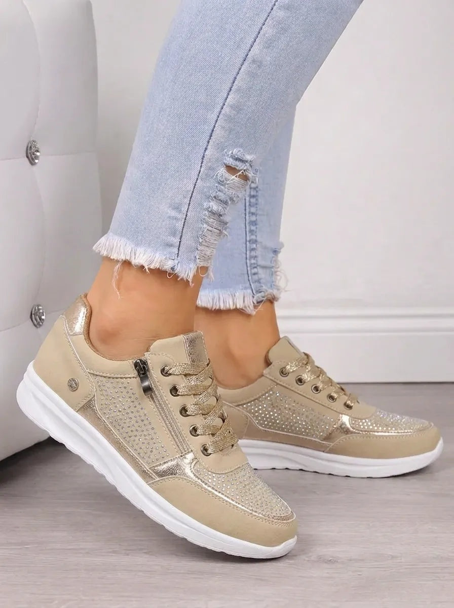 Antonia | Sneaker Damen mit Reissverschluss Strass-Details