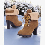 Ariane | Chelsea Boots Damen Wildleder Sherpa Blockabsatz