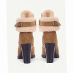 Ariane | Chelsea Boots Damen Wildleder Sherpa Blockabsatz