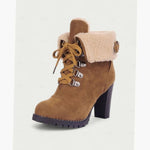 Ariane | Chelsea Boots Damen Wildleder Sherpa Blockabsatz
