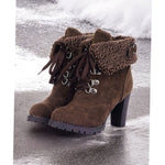 Ariane | Chelsea Boots Damen Wildleder Sherpa Blockabsatz