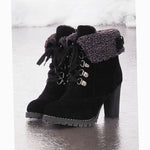 Ariane | Chelsea Boots Damen Wildleder Sherpa Blockabsatz
