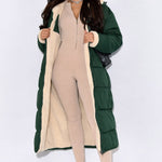 Ariane | Lange Daunenjacke mit Kapuze Damen Teddy-Futter