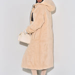 Ariane | Lange Daunenjacke mit Kapuze Damen Teddy-Futter