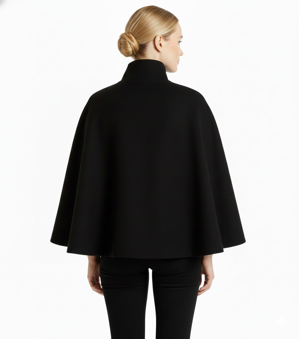 Beatrice | Cape Mantel Damen Wollmischung Stehkragen Gürtel