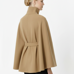 Beatrice | Cape Mantel Damen Wollmischung Stehkragen Gürtel