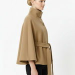 Beatrice | Cape Mantel Damen Wollmischung Stehkragen Gürtel