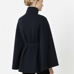 Beatrice | Cape Mantel Damen Wollmischung Stehkragen Gürtel