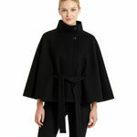 Beatrice | Cape Mantel Damen Wollmischung Stehkragen Gürtel