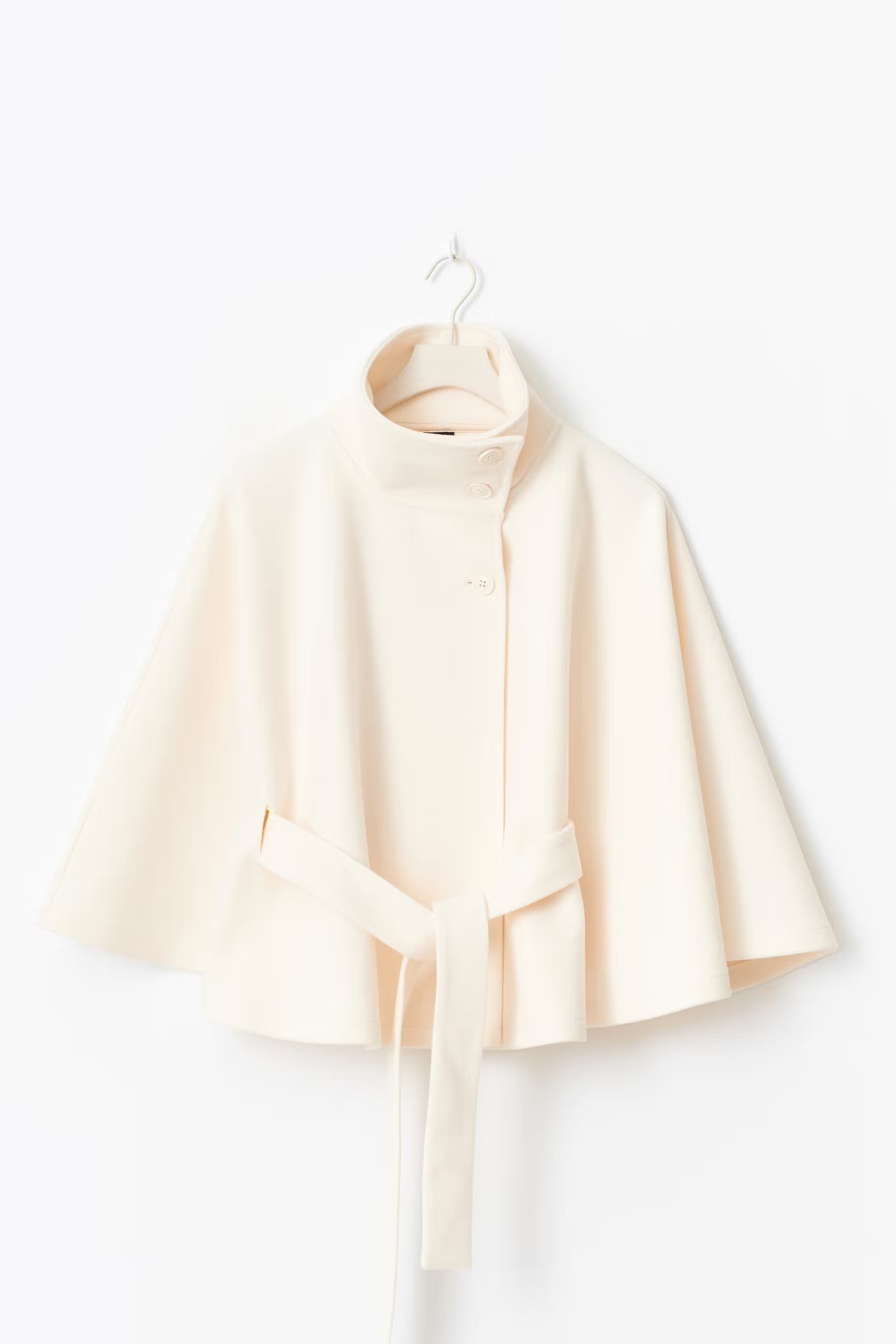 Beatrice | Cape Mantel Damen Wollmischung Stehkragen Gürtel