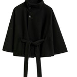 Beatrice | Cape Mantel Damen Wollmischung Stehkragen Gürtel