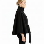 Beatrice | Cape Mantel Damen Wollmischung Stehkragen Gürtel