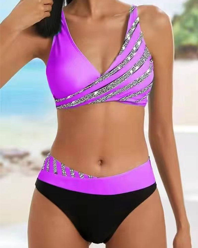 Dóra | Keresztpántos Bikini Szett Női V-nyakú