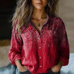 Bernadett | Női Blúz Bandana Mintás Hosszú Ujjú