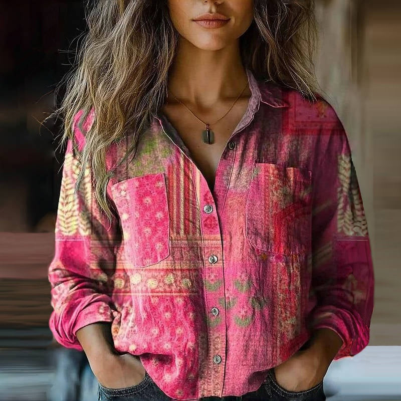 Bernadett | Női Blúz Bandana Mintás Hosszú Ujjú
