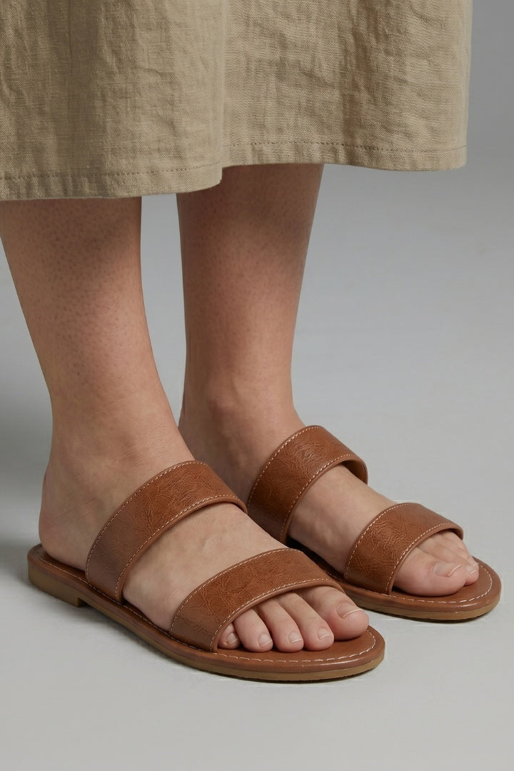 Bernadett | Szandál Lapos Női Dupla Pántos Slip-On