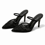 Boglárka | Kitten Heels Slingback Cipő Női Hímzett Csipkés