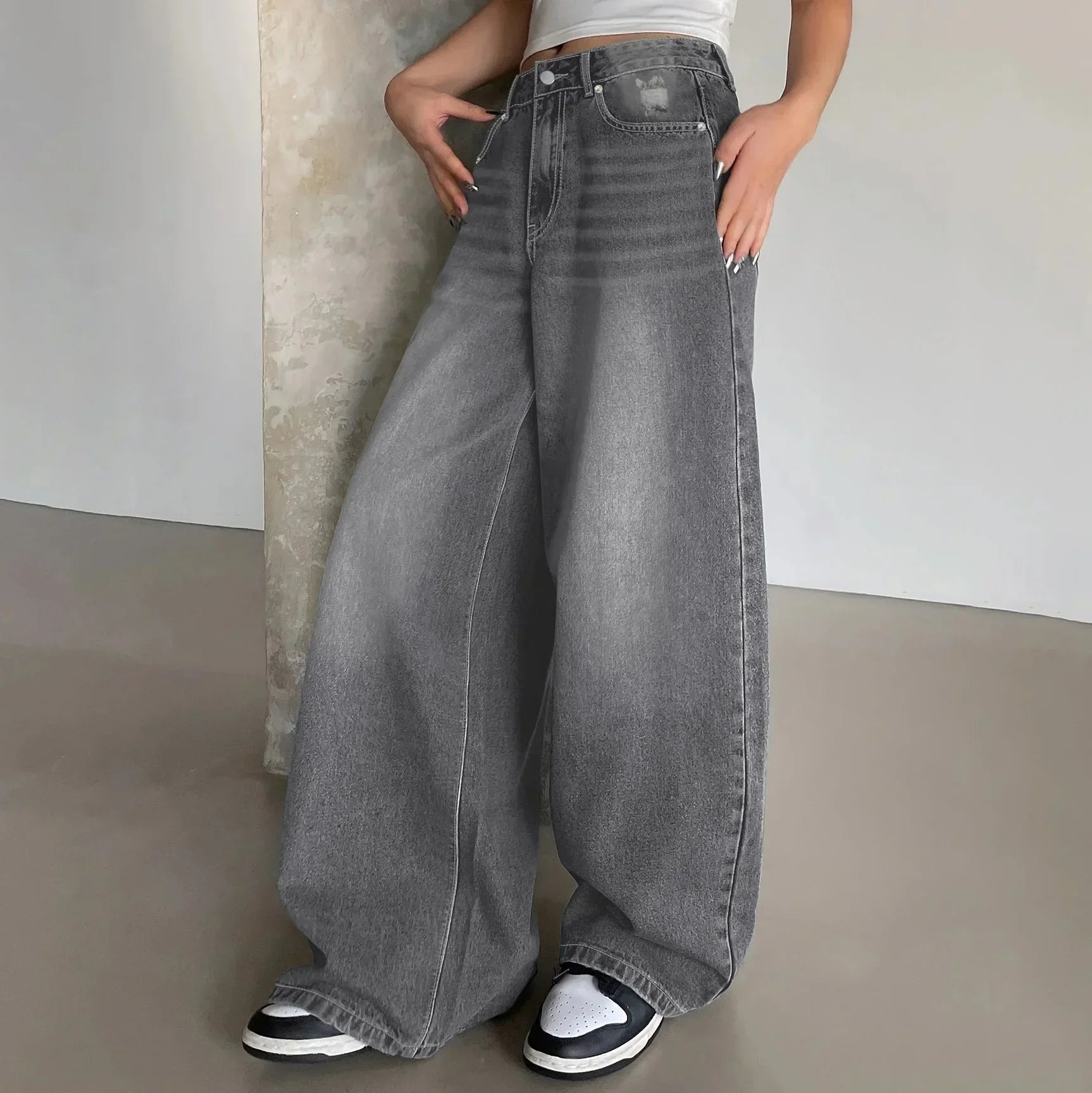 Borbála | Wide Leg Farmernadrág Női Magas Derekú Bő Szabású