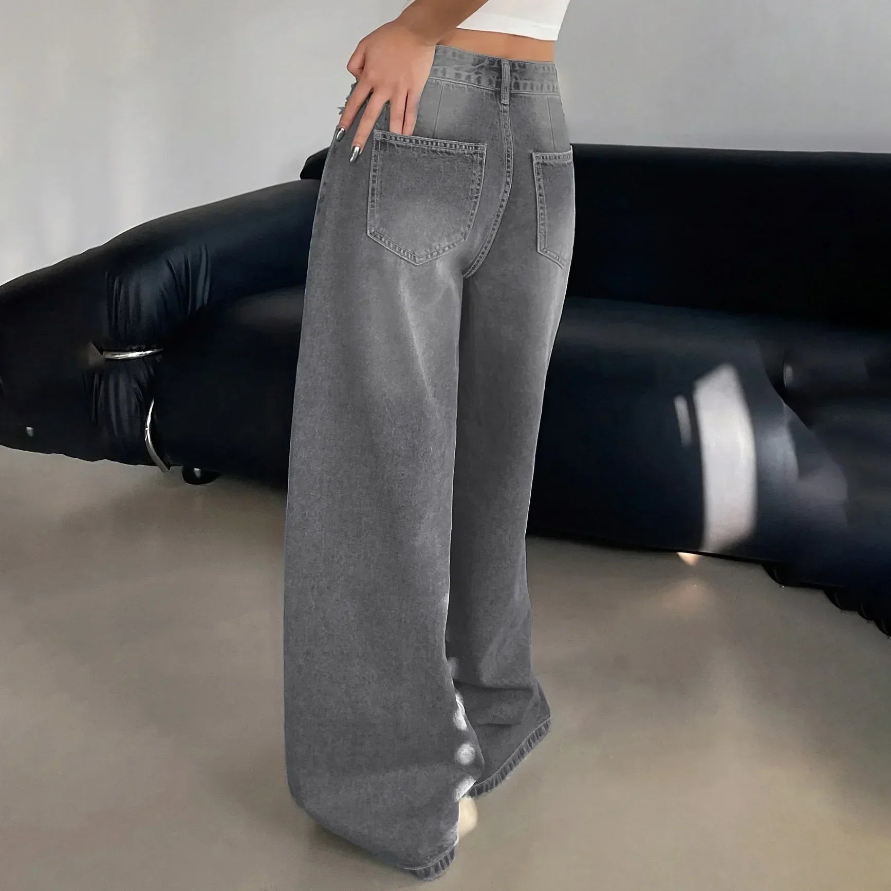 Borbála | Wide Leg Farmernadrág Női Magas Derekú Bő Szabású