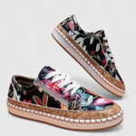Carla | Sneaker Oxford Damen Blumenmuster Kork-Plateausohle