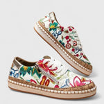 Carla | Sneaker Oxford Damen Blumenmuster Kork-Plateausohle