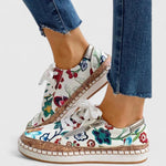 Carla | Sneaker Oxford Damen Blumenmuster Kork-Plateausohle