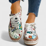Carla | Sneaker Oxford Damen Blumenmuster Kork-Plateausohle