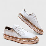 Carla | Sneaker Oxford Damen Blumenmuster Kork-Plateausohle