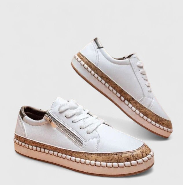 Carla | Sneaker Oxford Damen Blumenmuster Kork-Plateausohle