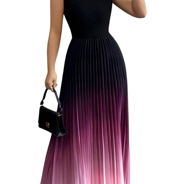 Clara | Langes Abendkleid Damen Ärmellos Plissiert