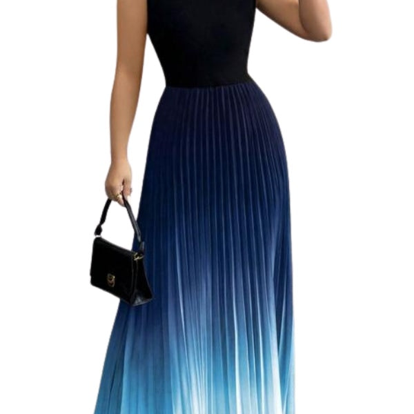 Clara | Langes Abendkleid Damen Ärmellos Plissiert