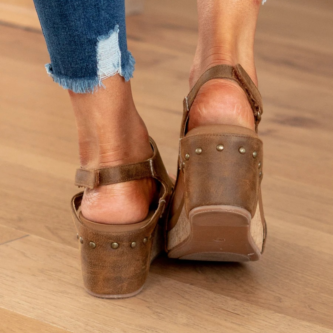 Anikó | Szandál Wedge Női Velúr Nyitott Orrú