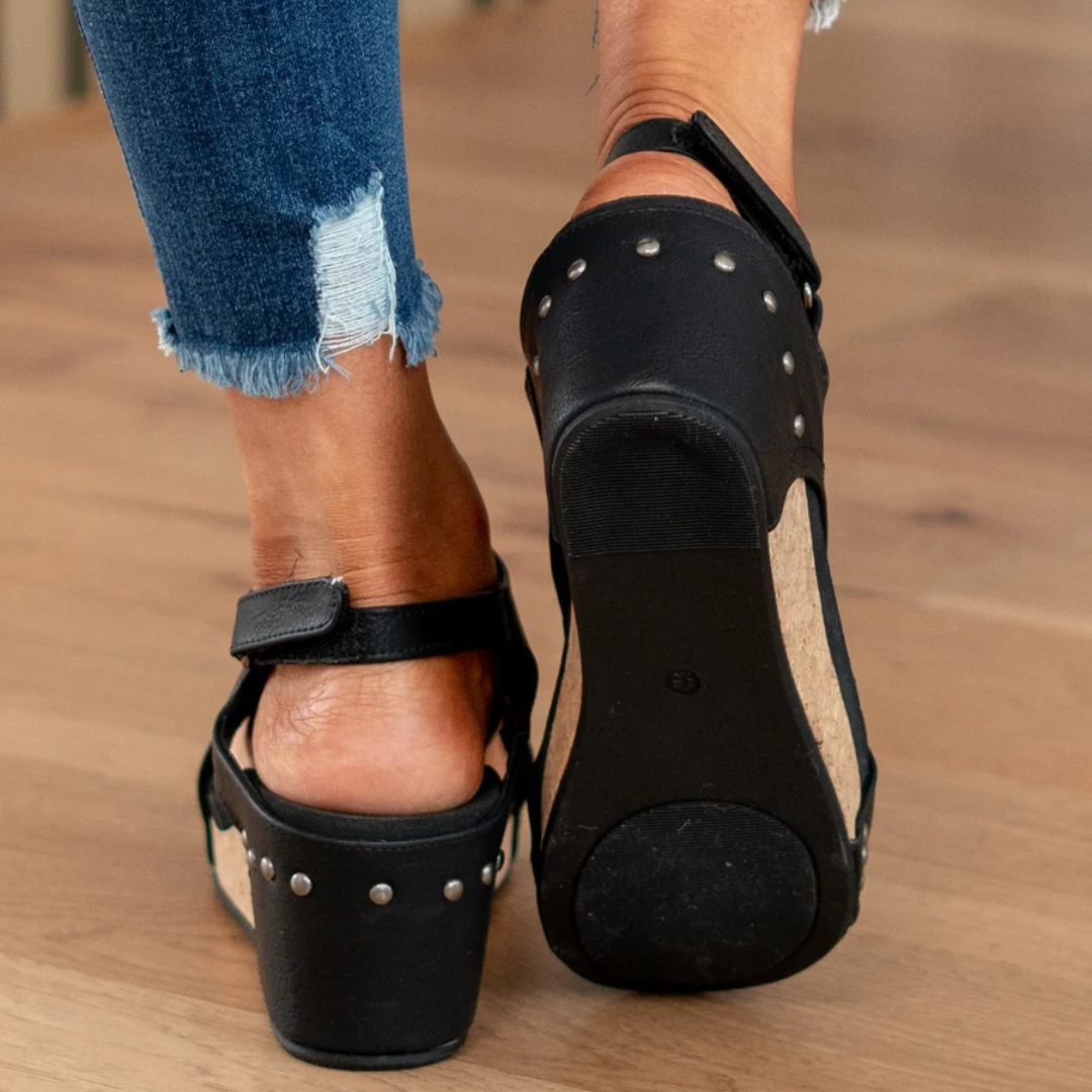 Anikó | Szandál Wedge Női Velúr Nyitott Orrú